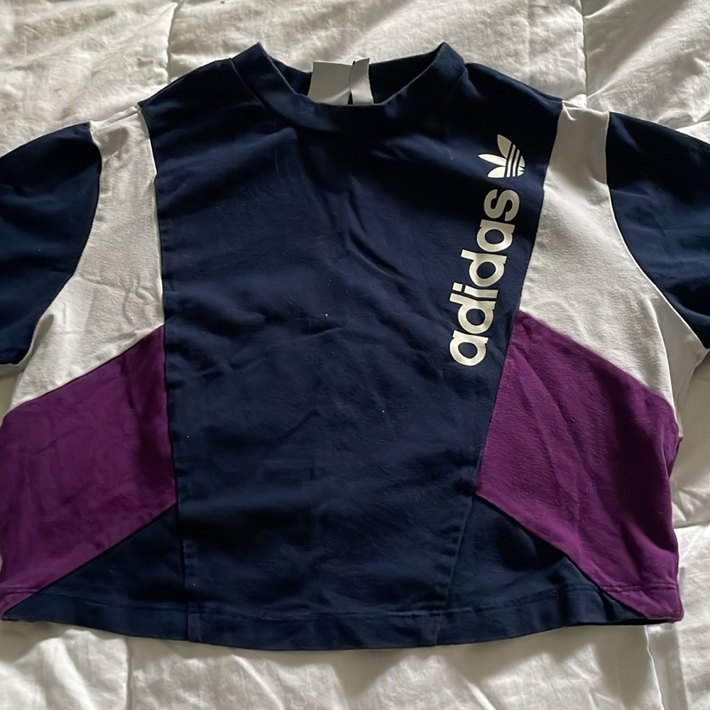 Adidas Navy and Purple Colorblock Tee